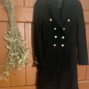 Zara Black Pea Coat with Gold Buttons